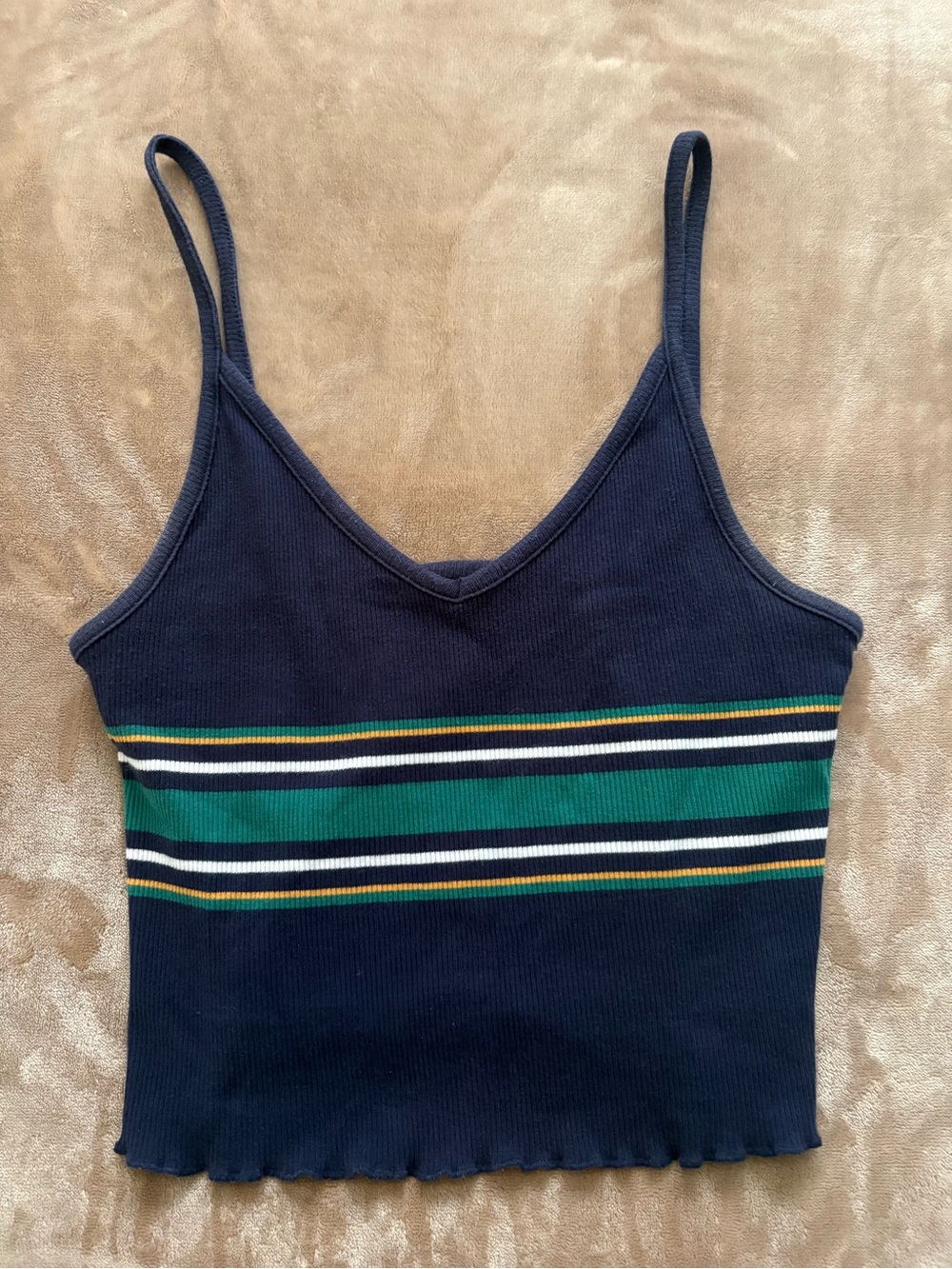 PacSun Navy Ribbed Striped V-Neck Crop Cami